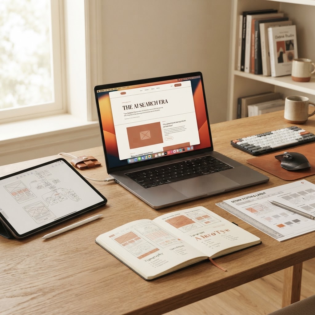 Editorial illustration representing modern web design and digital work