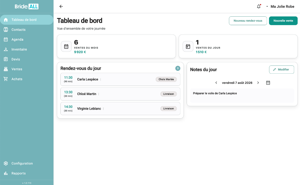 BrideALL - Logiciel de Caisse Mariage et Logiciel pour Robes de Mariées