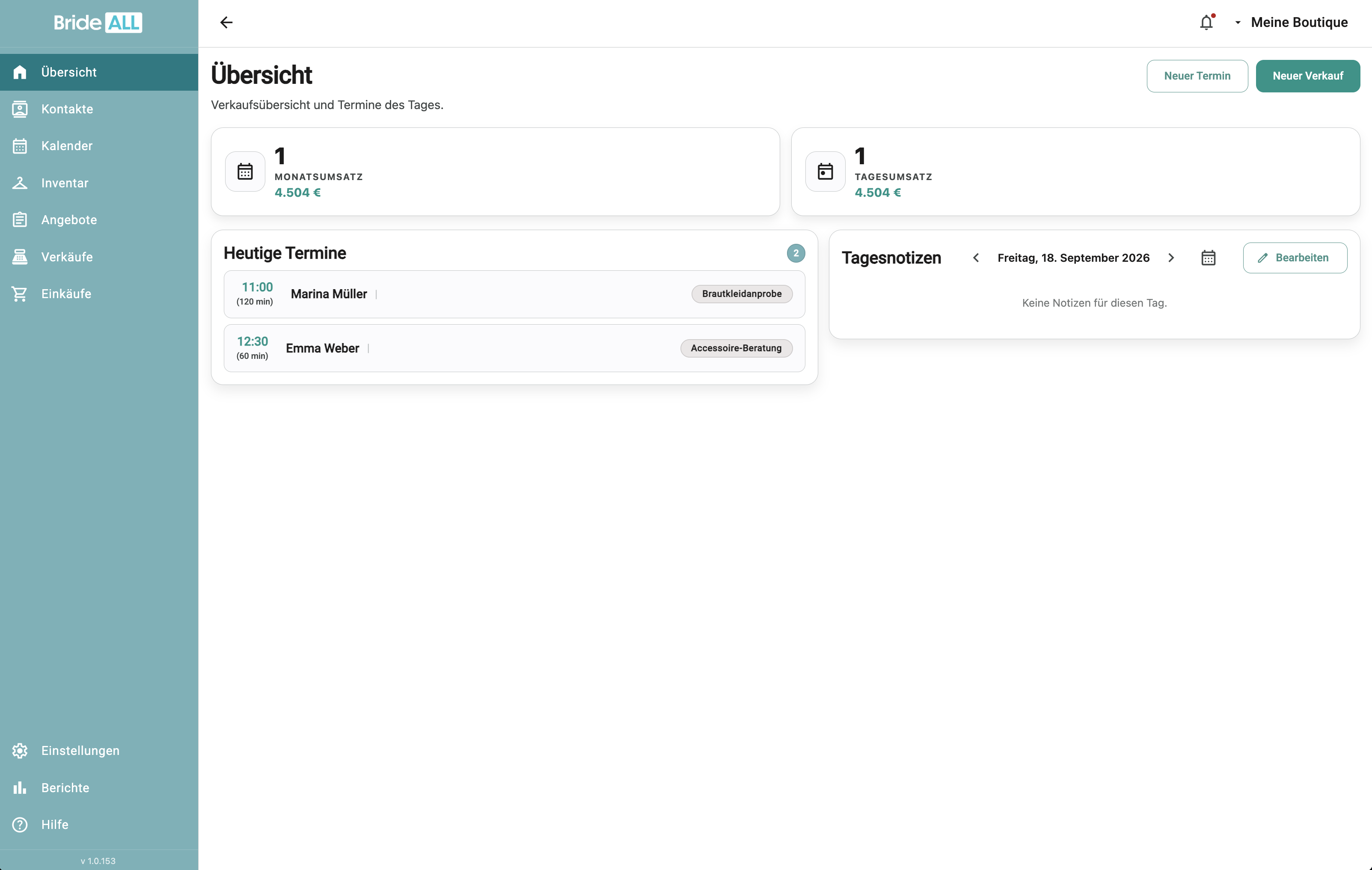 BrideALL — Kassensoftware und Warenwirtschaft für Brautmodengeschäfte und Brautkleidgeschäfte