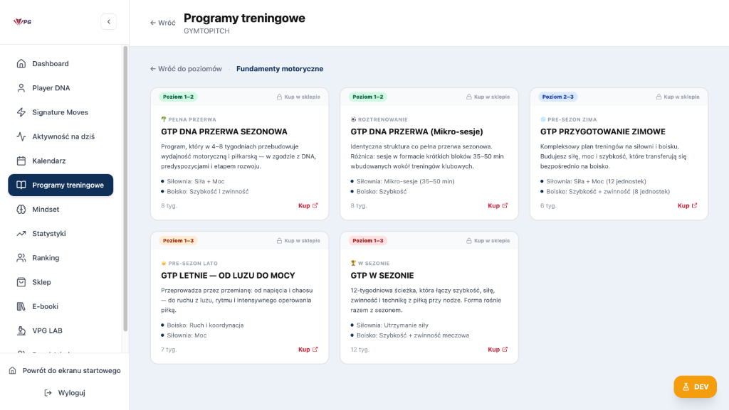 Programy GymToPitch — fundamenty motoryczne