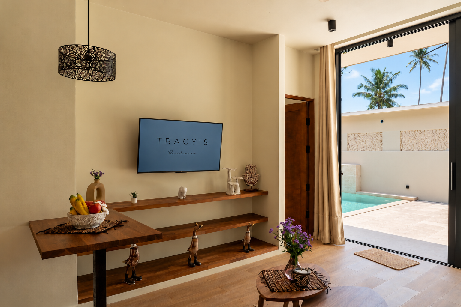 Living Room & Pool View at Villa Rose in Lamai, Koh Samui