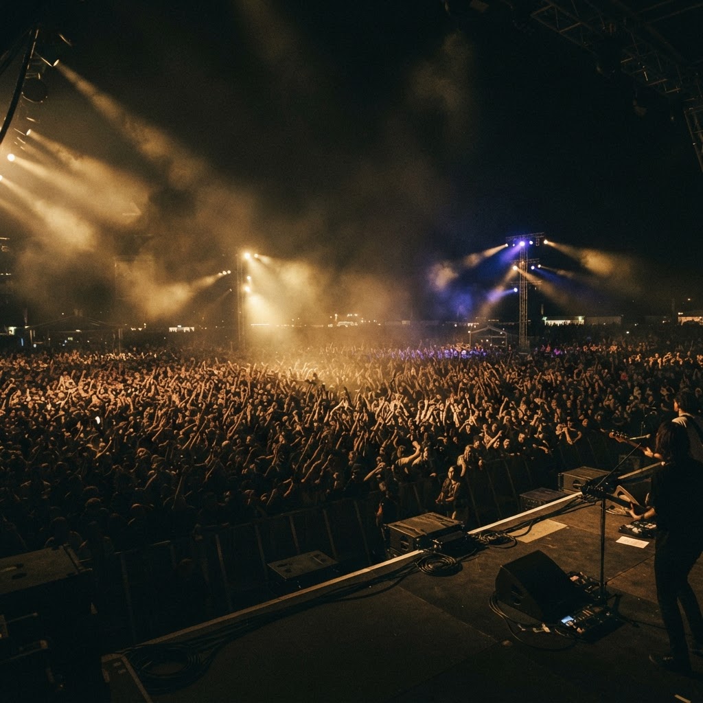 Festival crowd at night