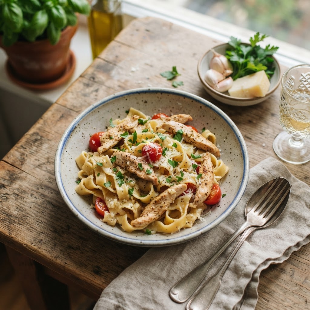 Classic Garlic and Butter Chicken Pasta
