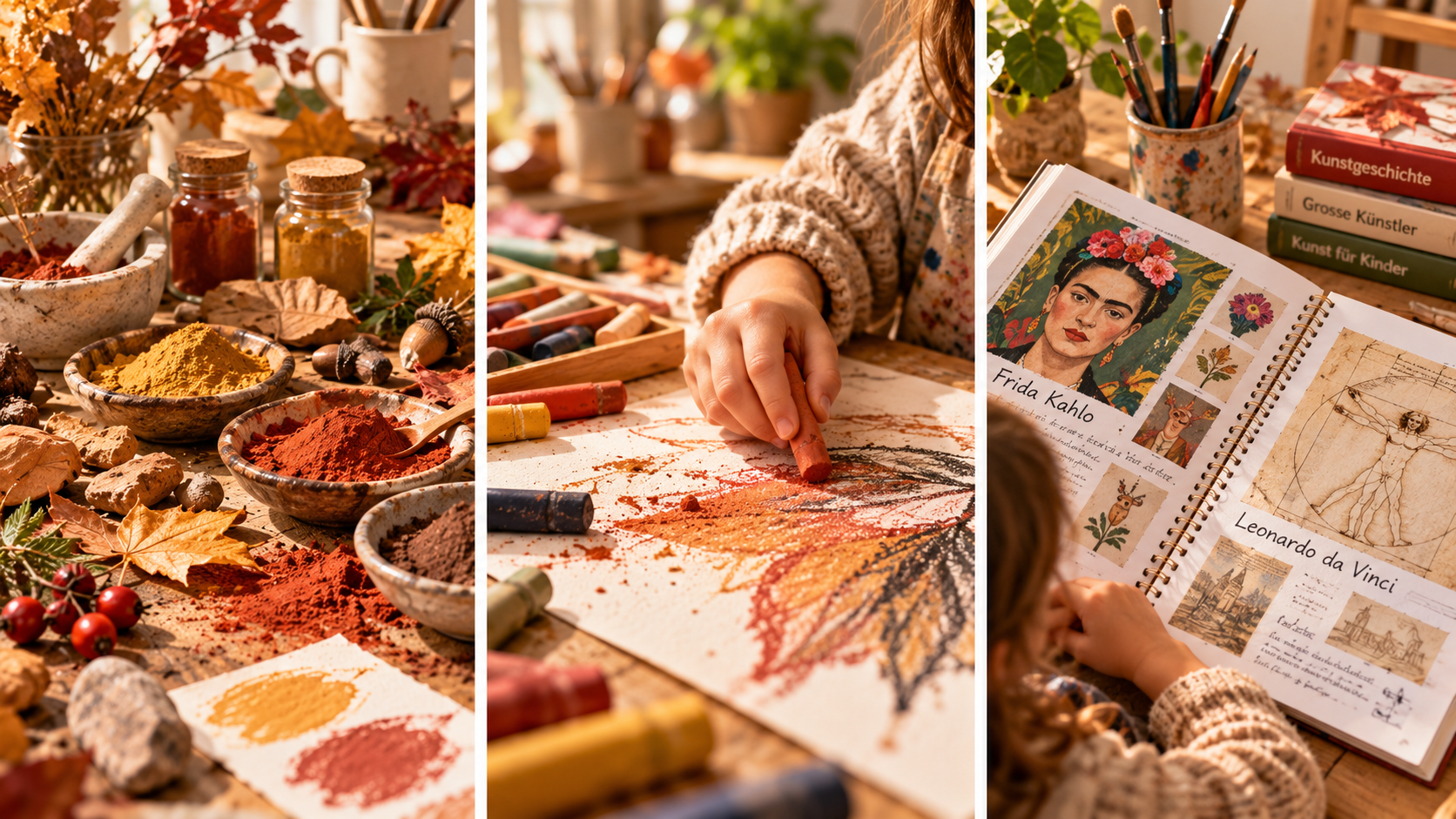 Naturfarben, Kreide und Kunstgeschichte im Atelier