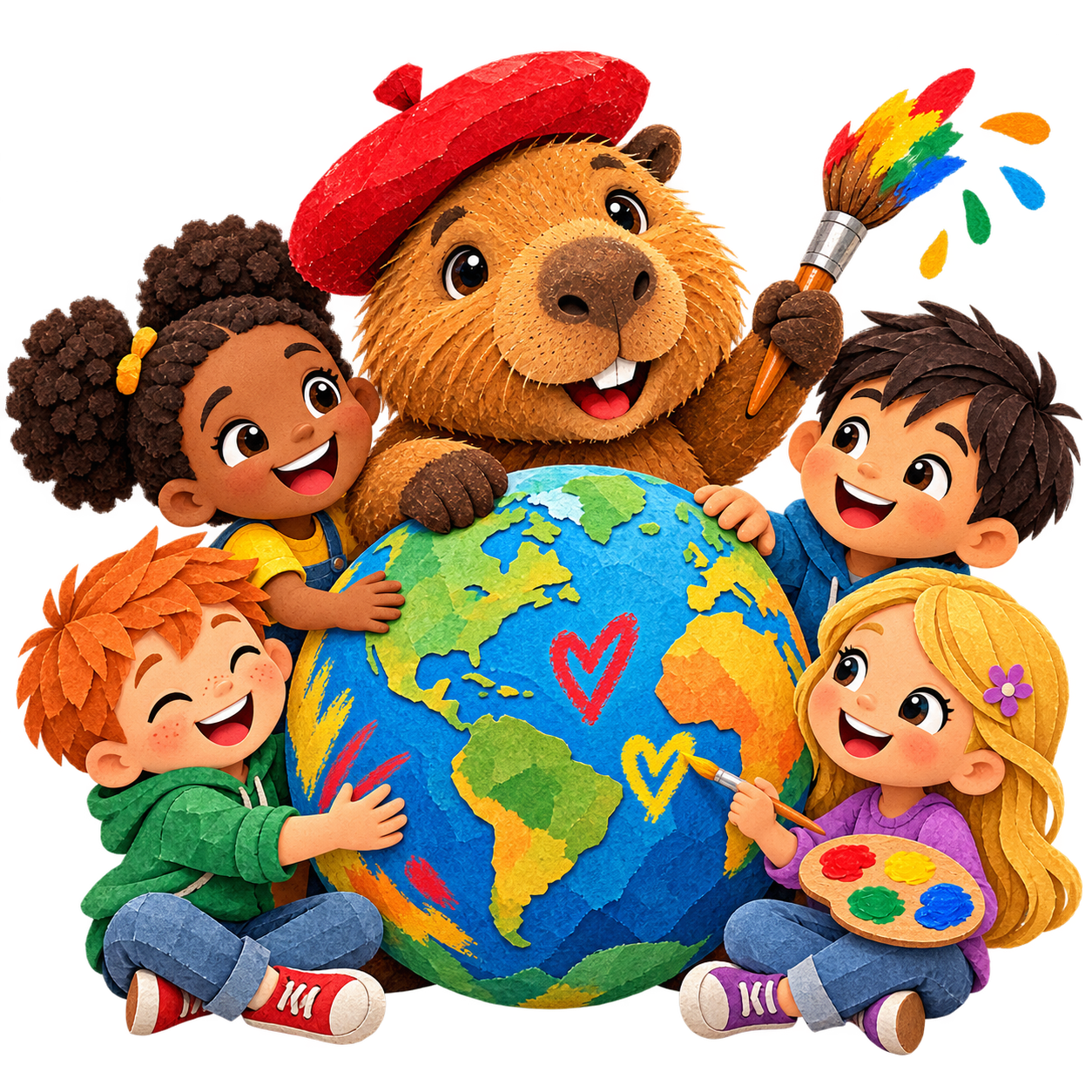 CAPI malt mit Kindern einen Globus