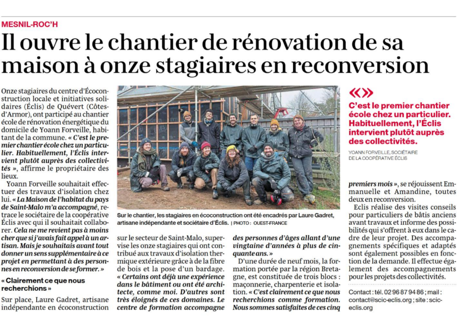 Il ouvre le chantier de rénovation de sa maison à onze stagiaires en reconversion