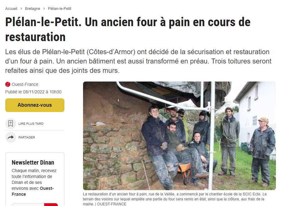 Un ancien four à pain en cours de restauration