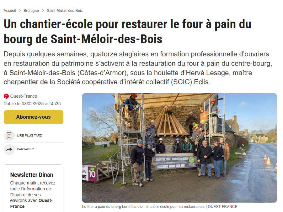 Un chantier-école pour restaurer le four à pain du bourg