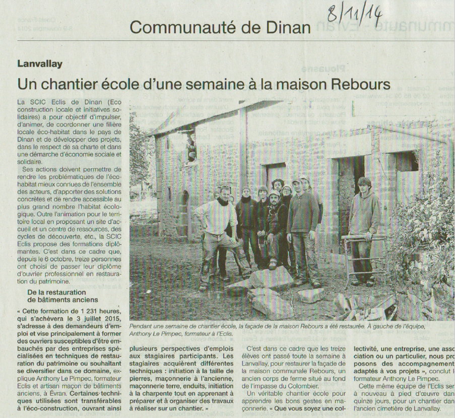 Un chantier école d’une semaine à la maison Rebours