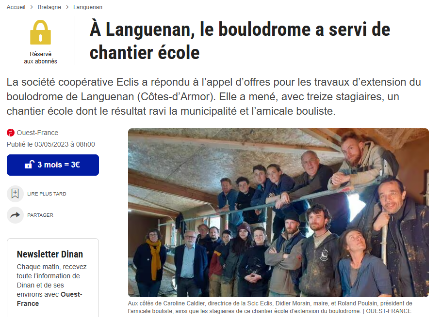 À Languenan, le boulodrome a servi de chantier école