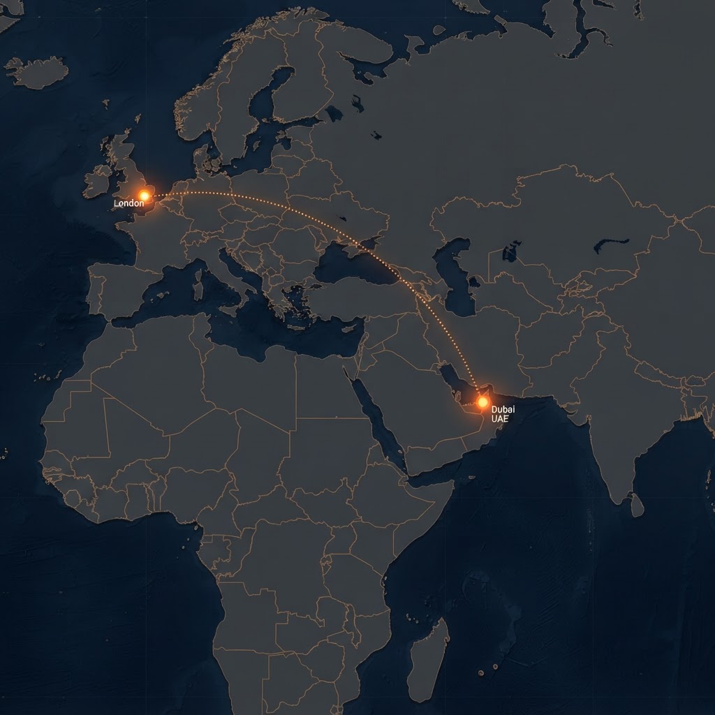 Global Movement Map — Dubai to London