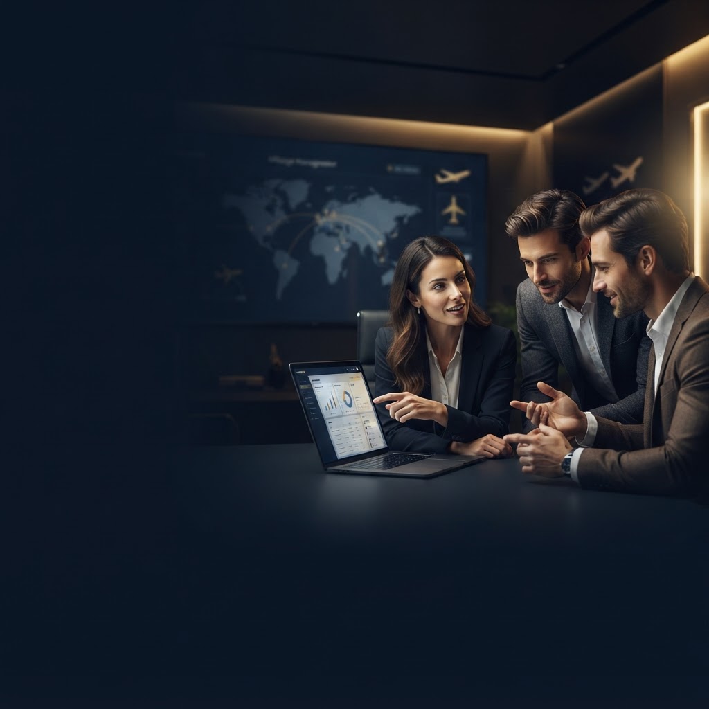 Equipe de gestores de milhas usando o Milhas CRM