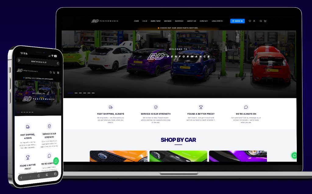 BD Performance website rebuild mockup