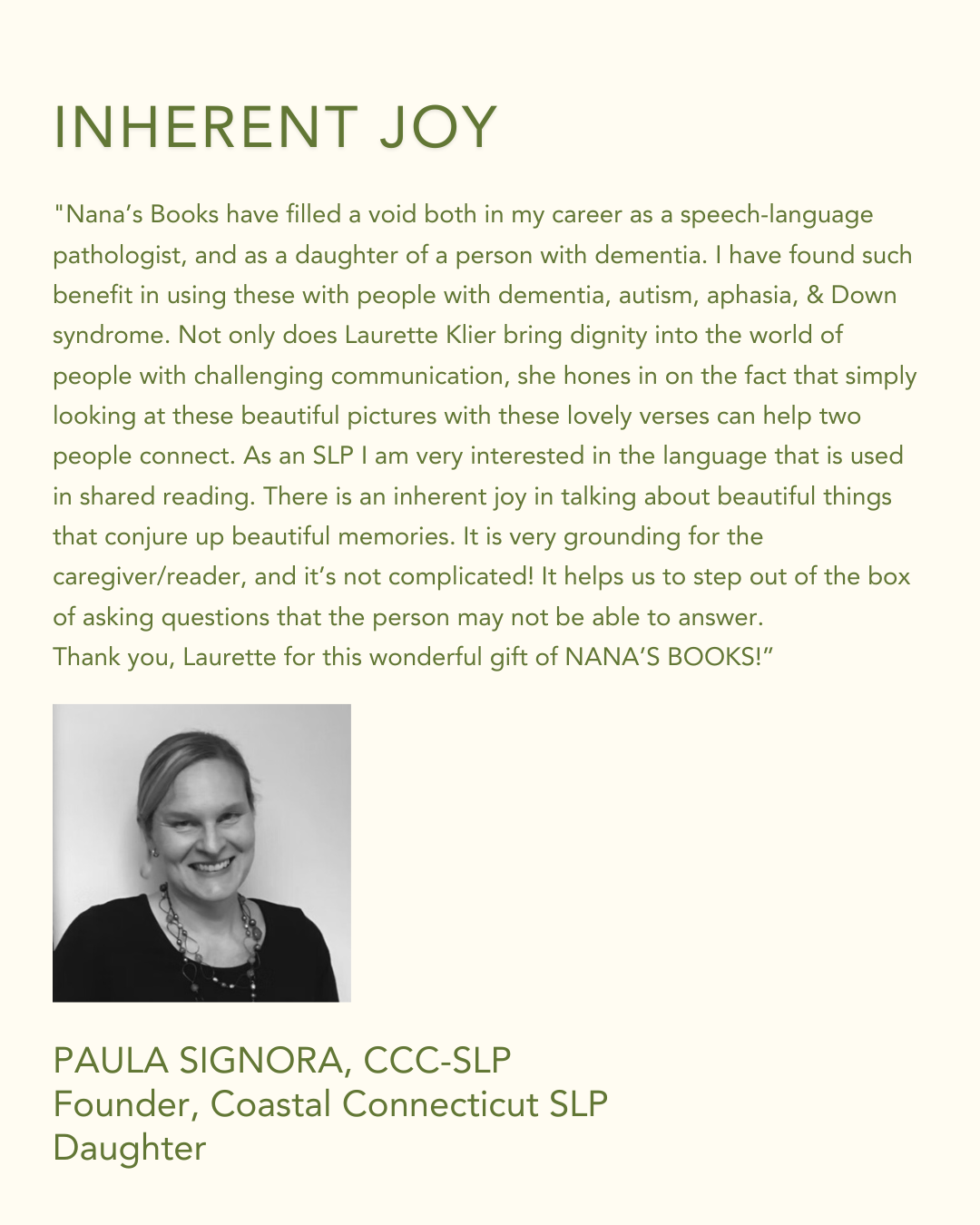 Testimonial 2 from industry expert on NostalgiaWorks dementia-inclusive books