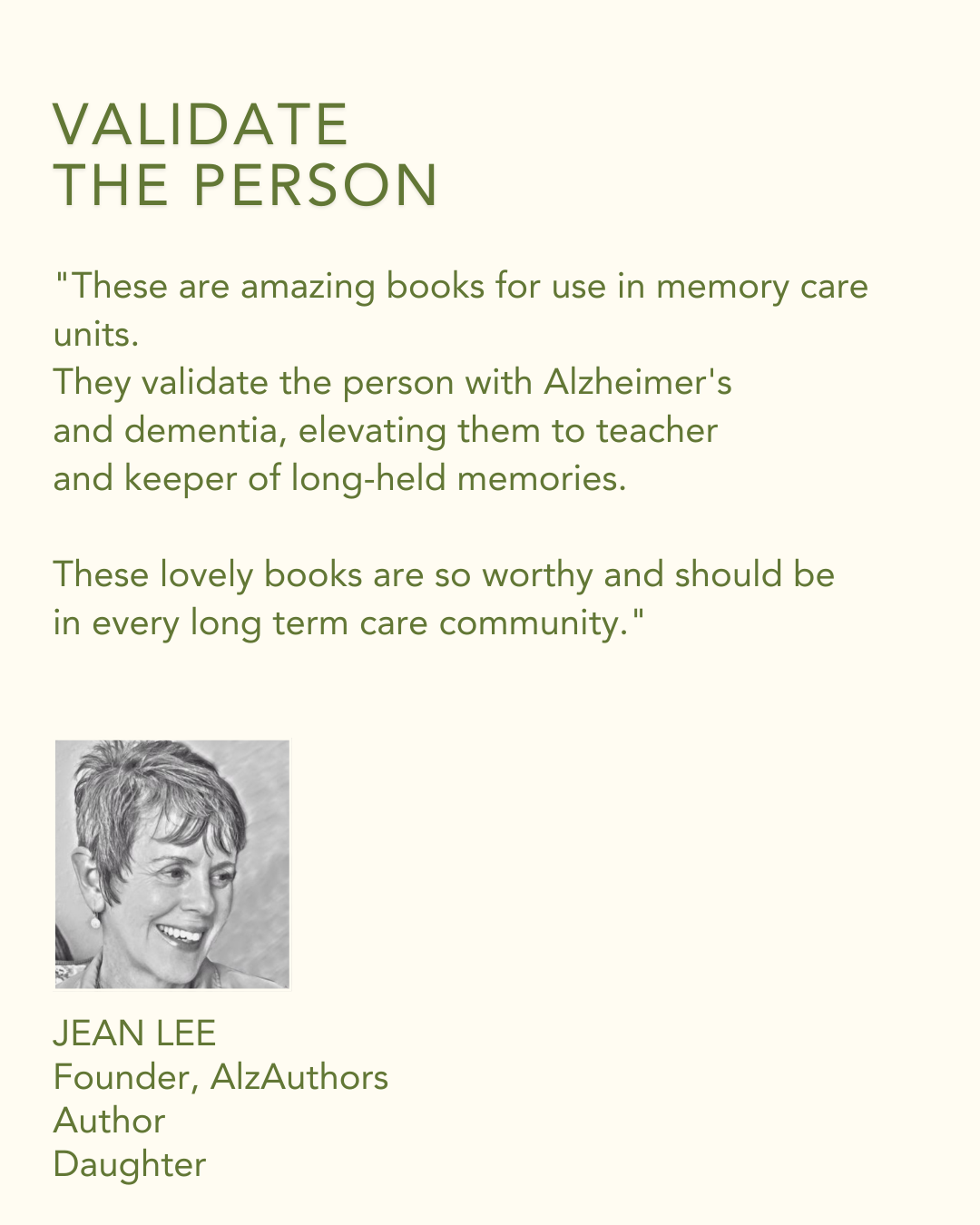 Testimonial 10 from industry expert on NostalgiaWorks dementia-inclusive books