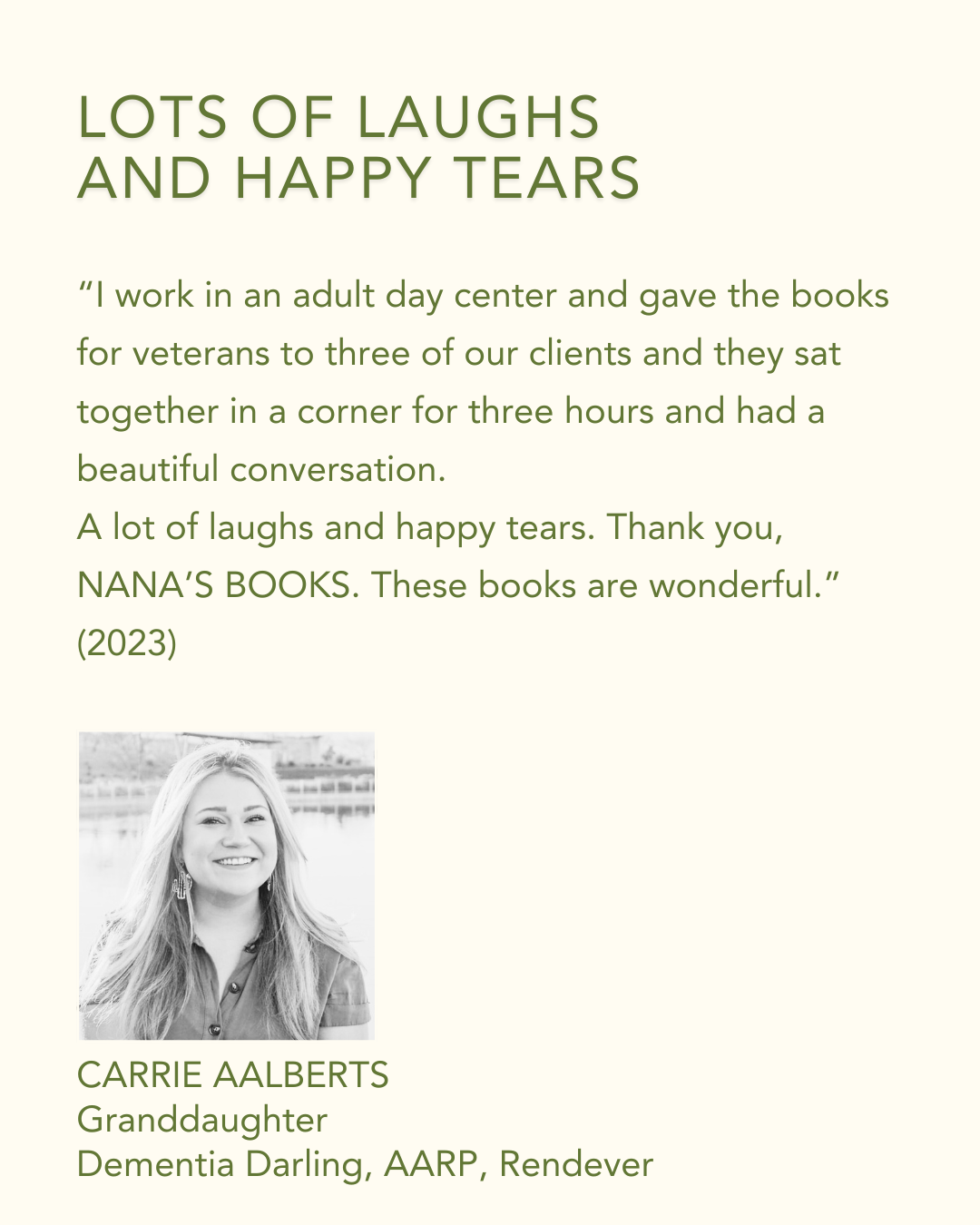 Testimonial 9 from industry expert on NostalgiaWorks dementia-inclusive books