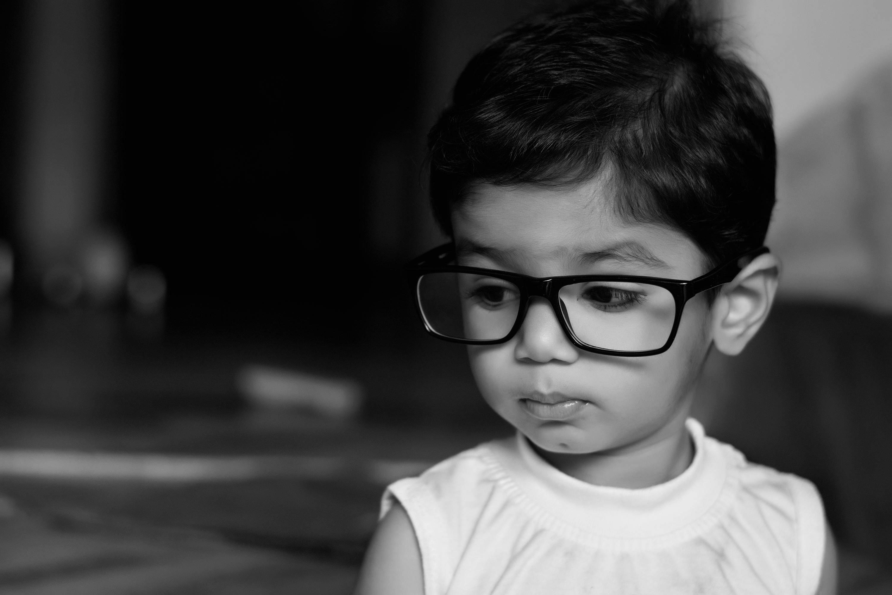 A child with glasses