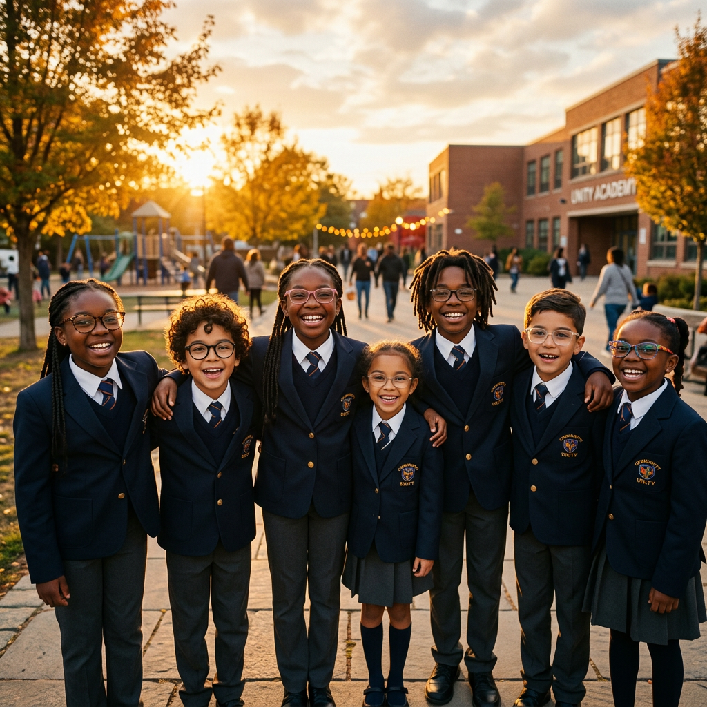 Black and brown children with glasses