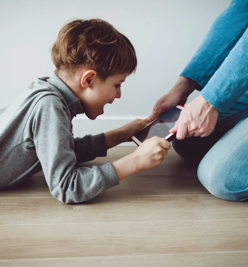 Child struggling with screen time