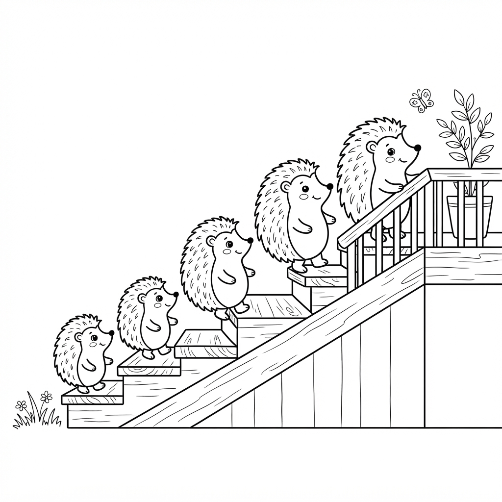 Free hedgehog size stairs coloring page