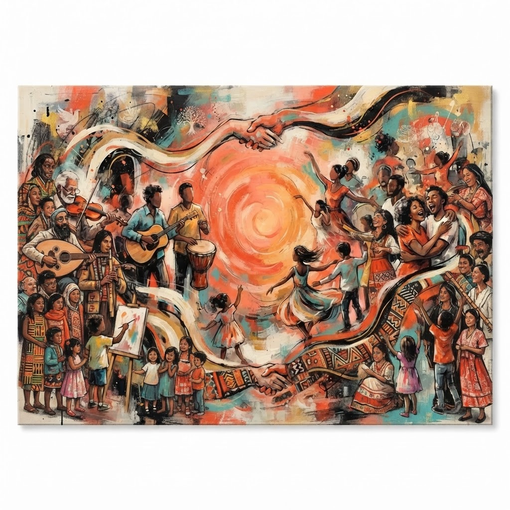 MVAC original artwork — multicultural community united through the arts