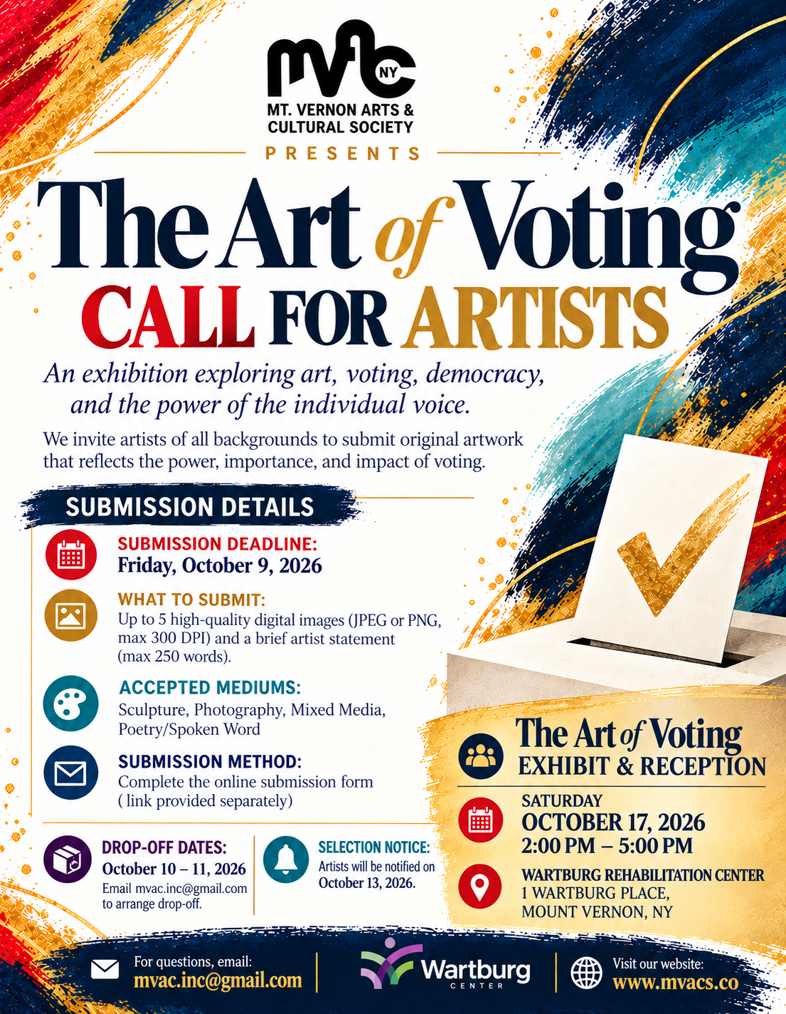 The Art of Voting — Call for Artists flyer