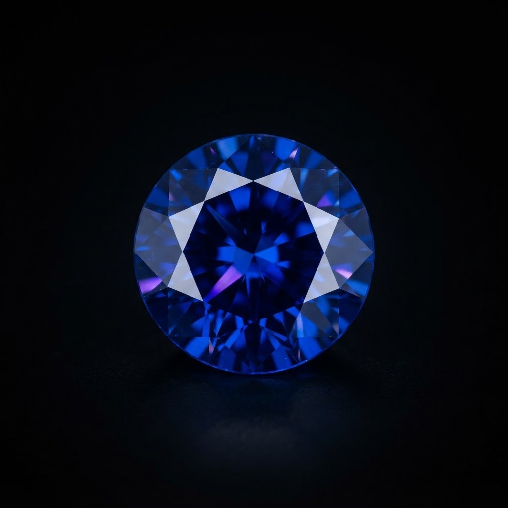 Faceted blue gemstone