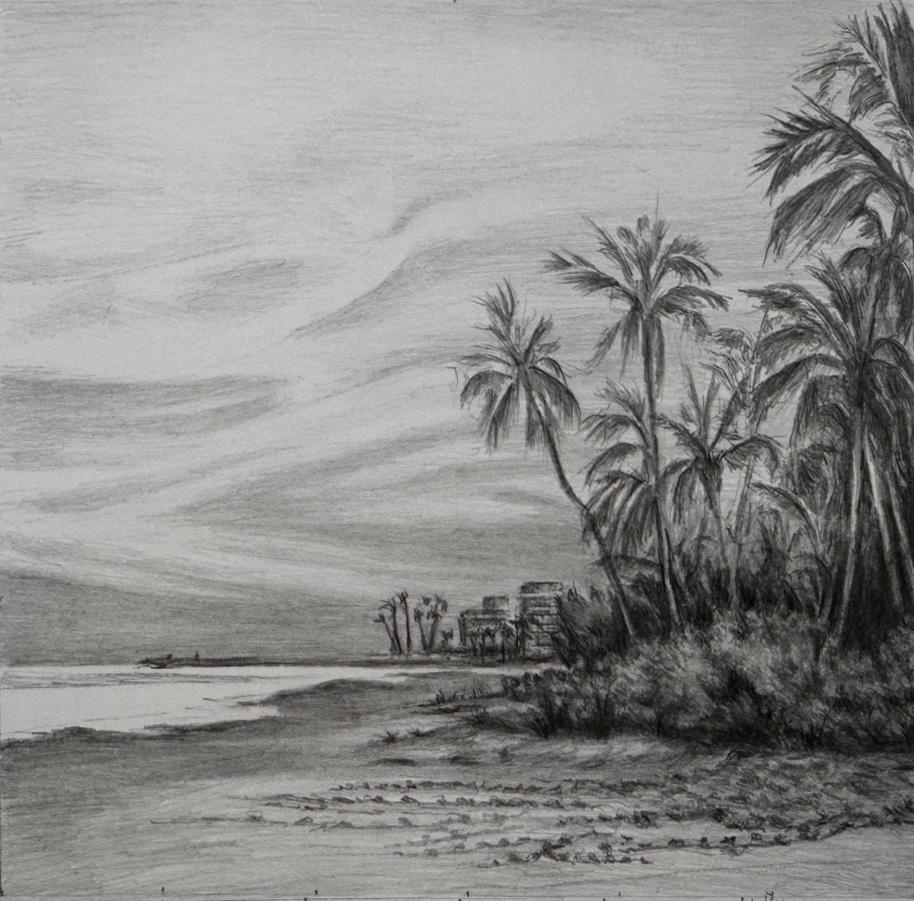 Graphite Landscape of Seascape Layered Lesson Capstone