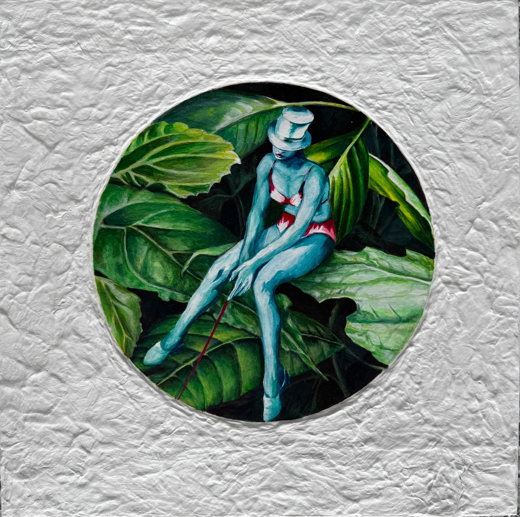Woman in jungle painting