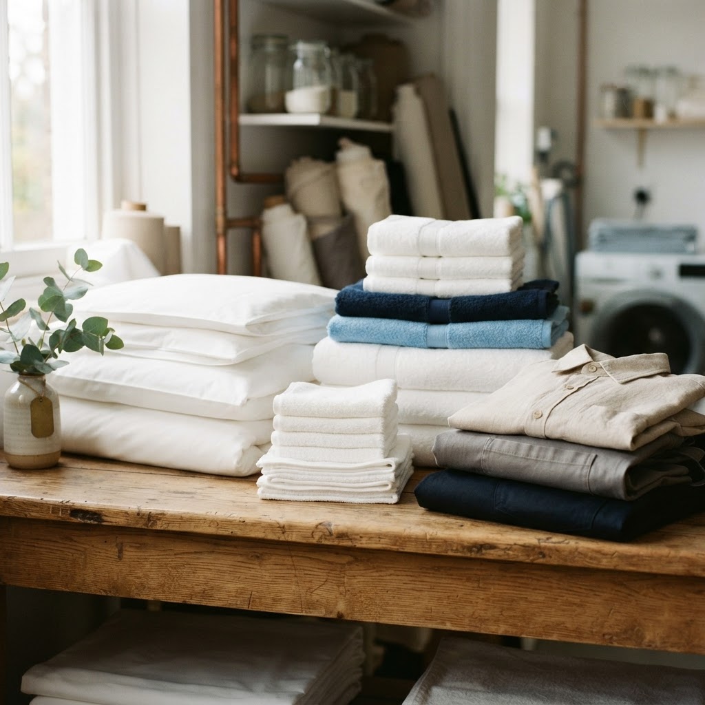 Neatly folded towels, linen and business workwear