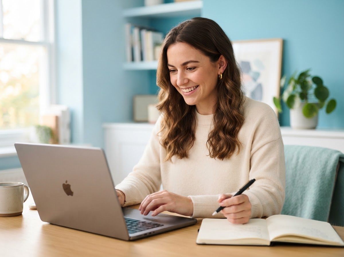 Candidate working on laptop