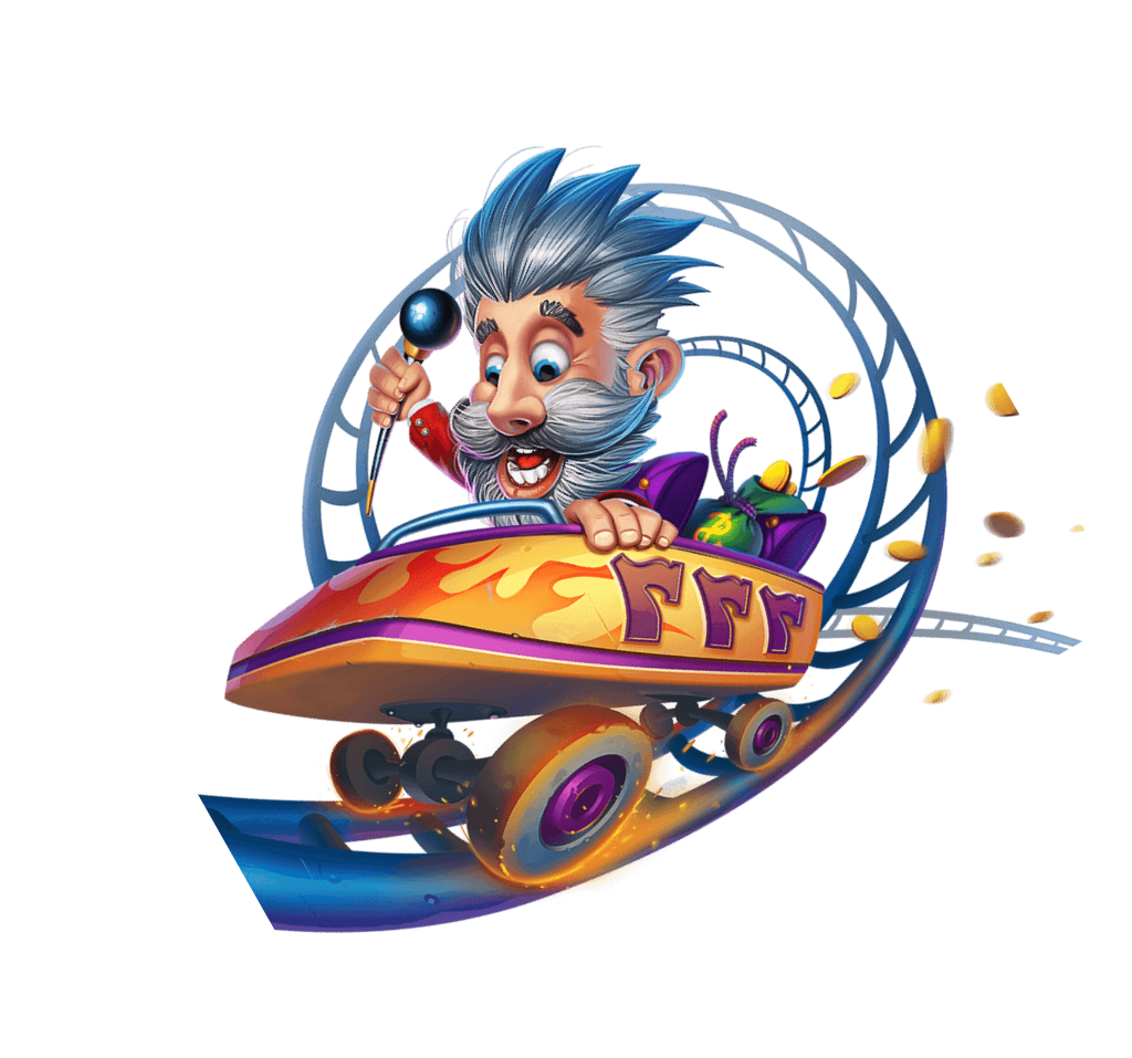 Lucky roller coaster rider mascot