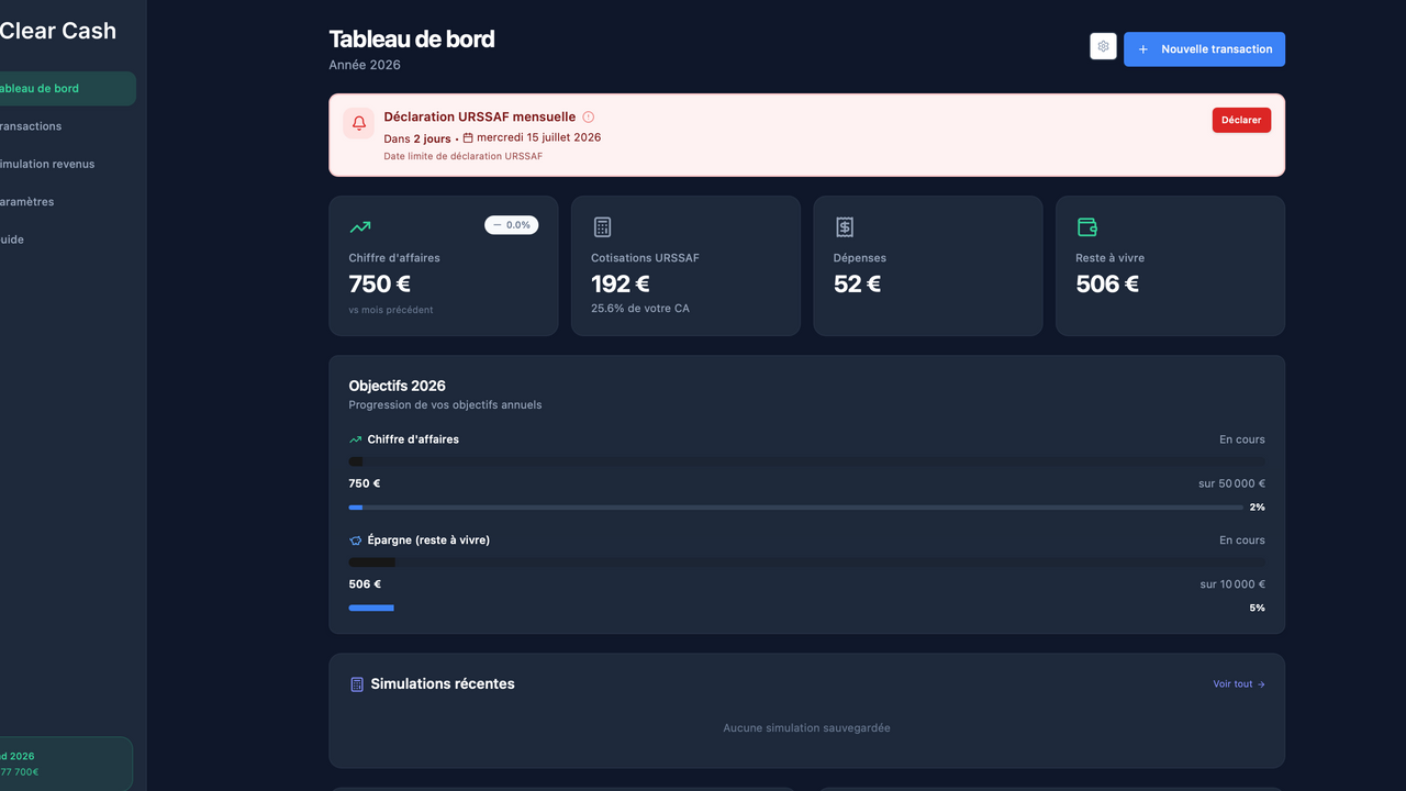 Clear Cash - Micro entreprise template preview