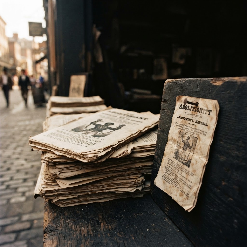 Abolitionist pamphlets, movement broadsides, and independent print publications.