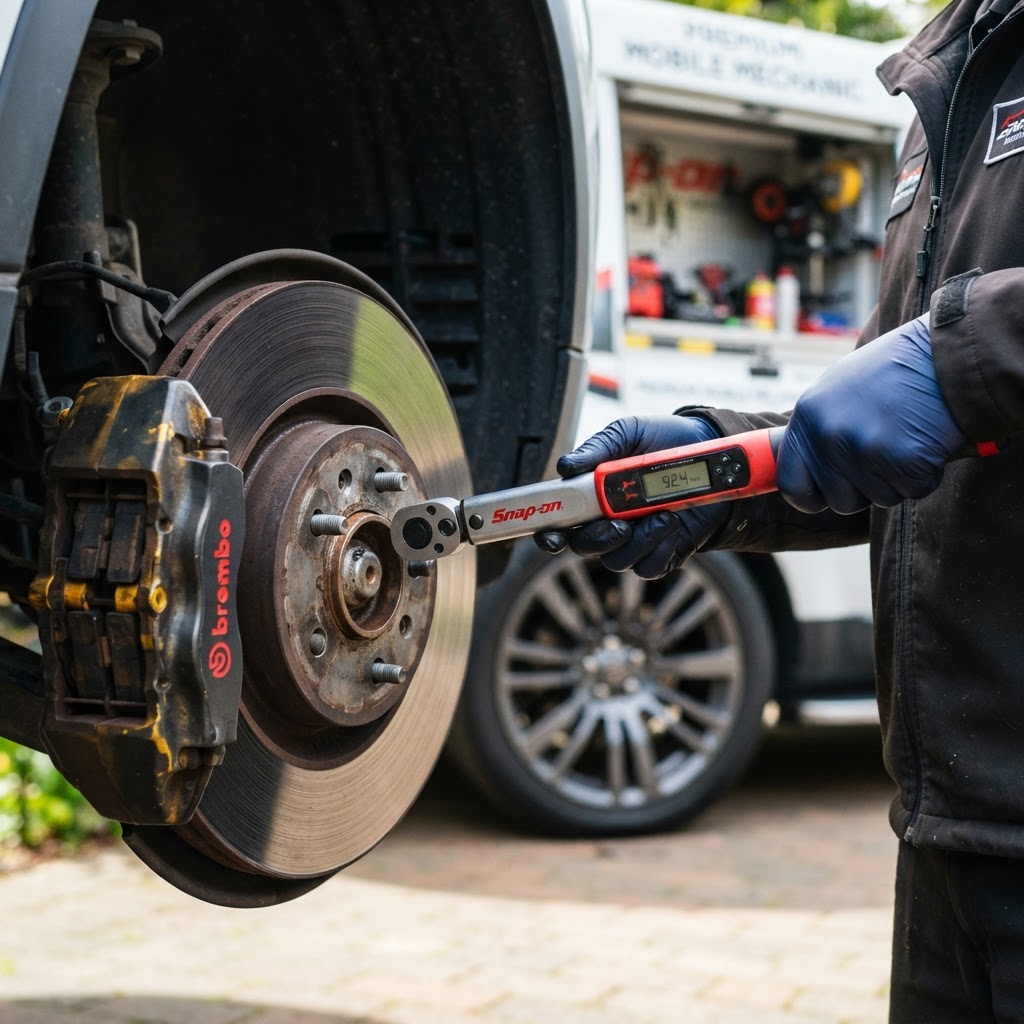 Allbrands mechanic repairing brakes