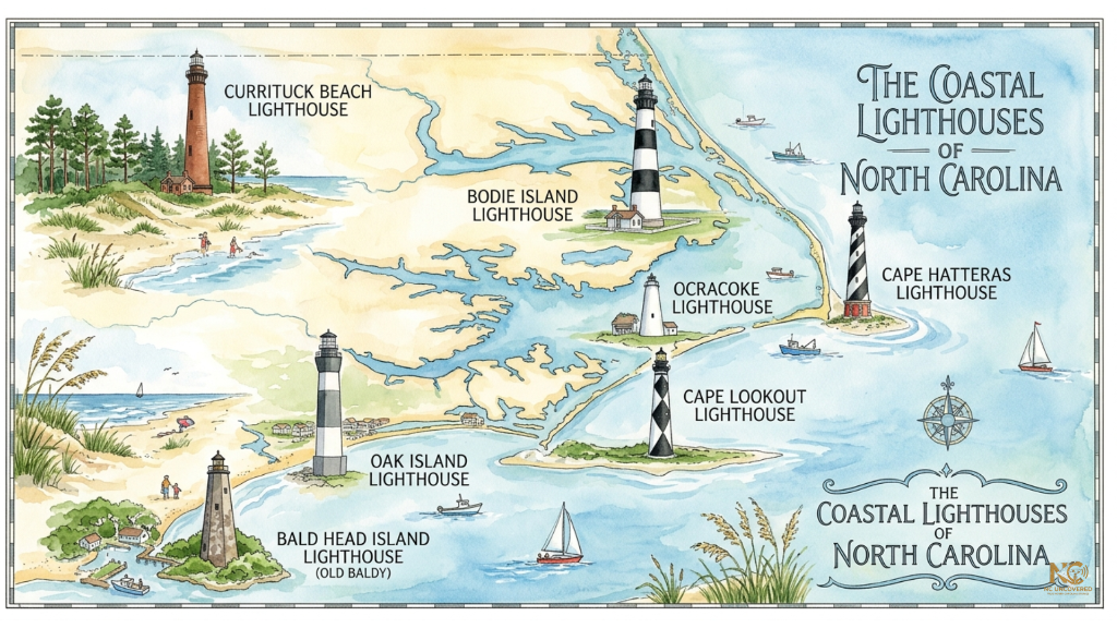 The Lighthouses of North Carolina & Best Shelling Locations