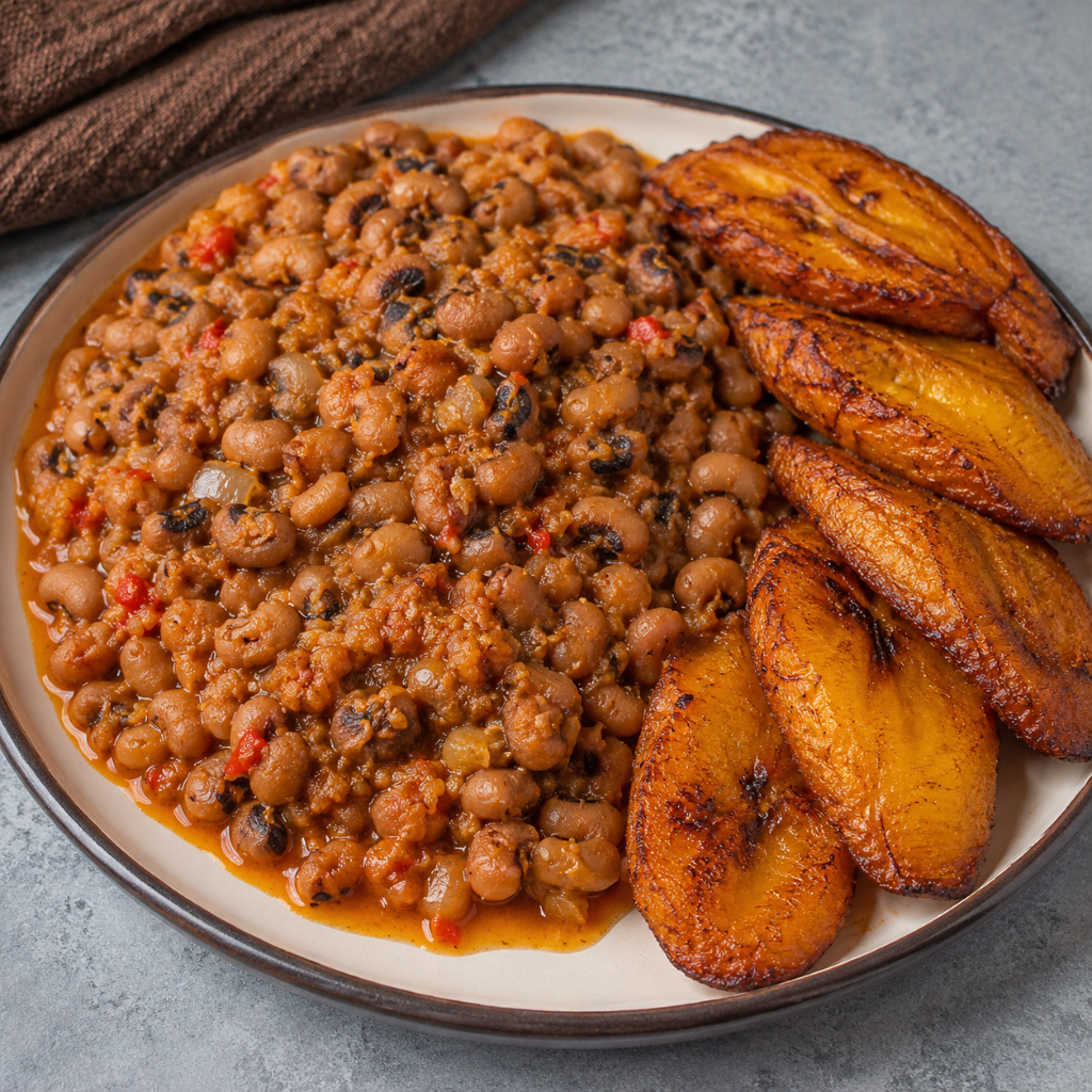 Nigerian Beans and Fried Plantain