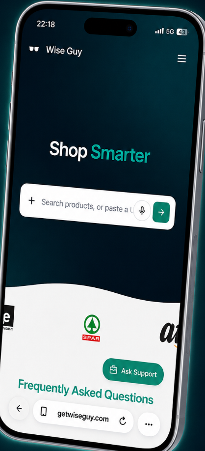 Wise Guy mobile app home screen