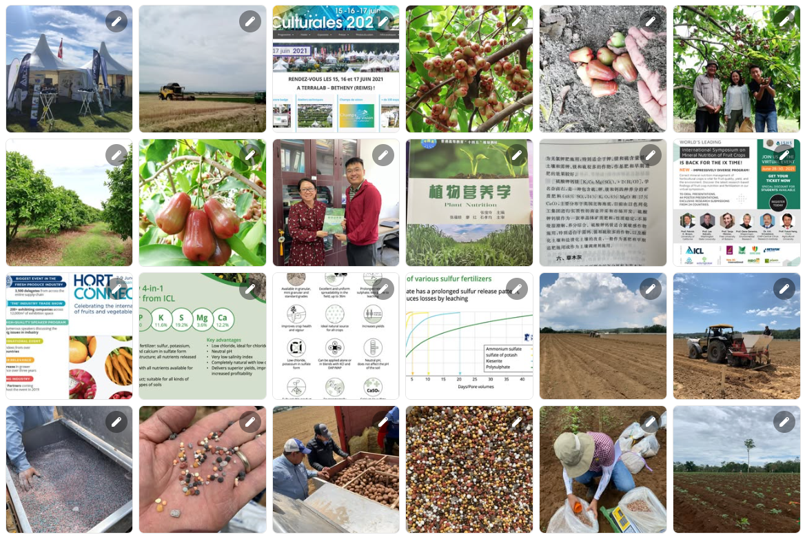 Before — fragmented product and field imagery across channels