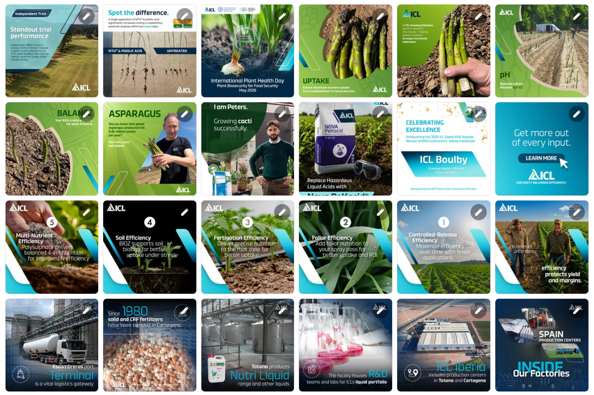ICL social content grid — global marketing at scale