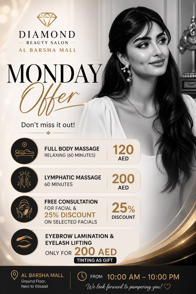 Monday Offer Al Barsha - Special offer at Diamond Beauty