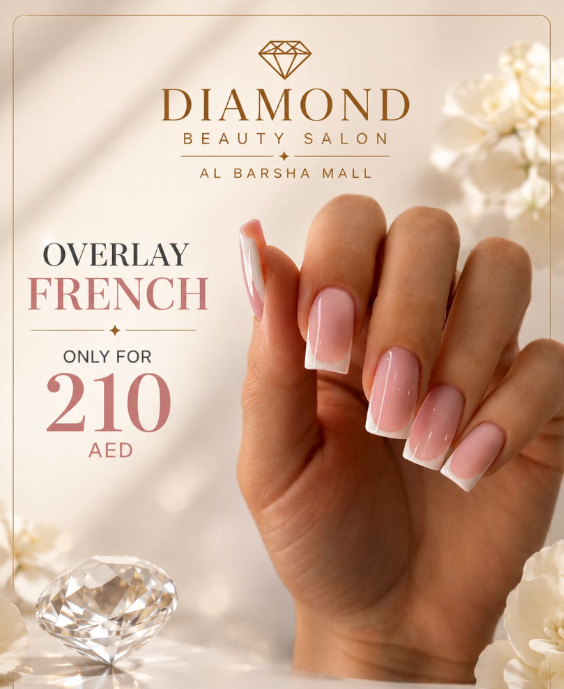 Overlay French only 210 AED - Special offer at Diamond Beauty