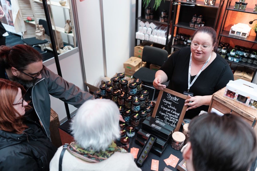 Confectionery vendor at chocolate trade show Canada