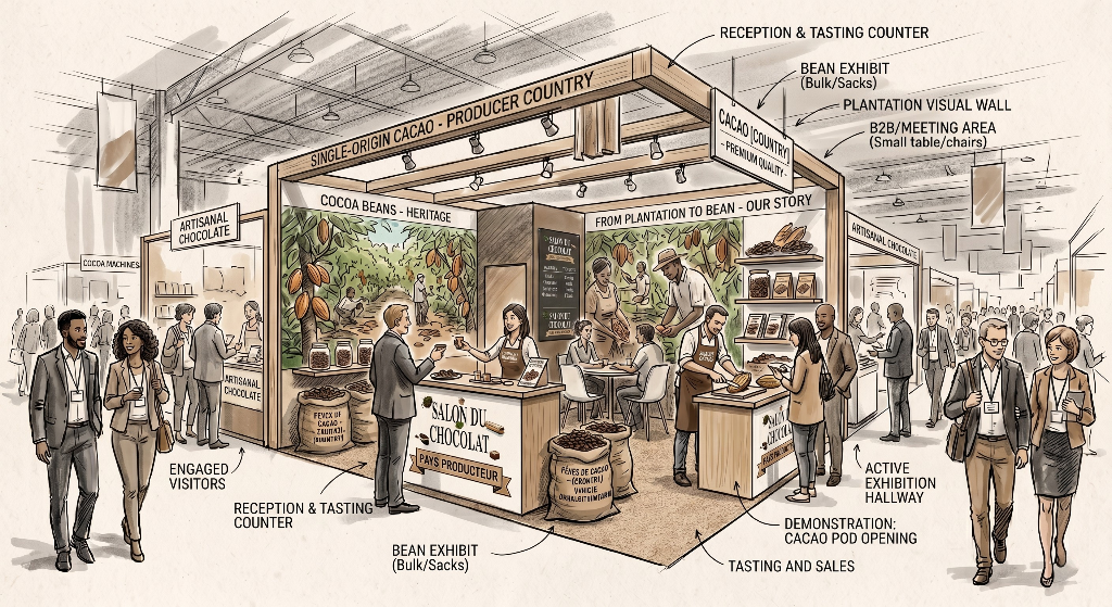 Country Pavilion sketch — Salon du Chocolat Toronto 2026