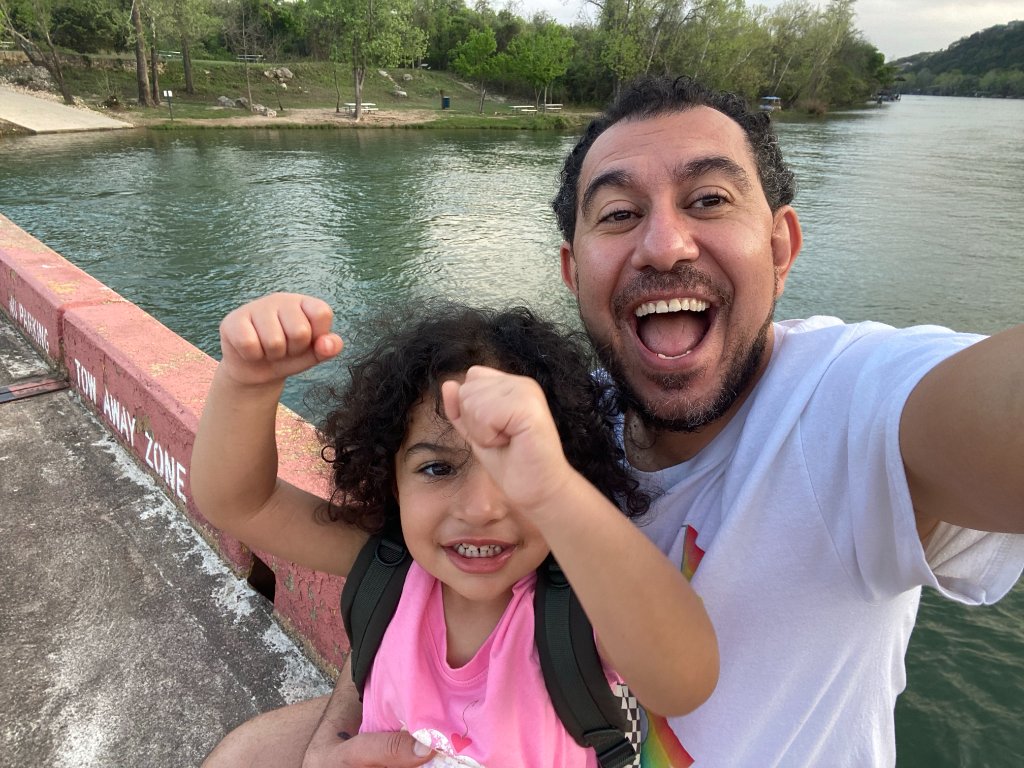 Sam with his daughter