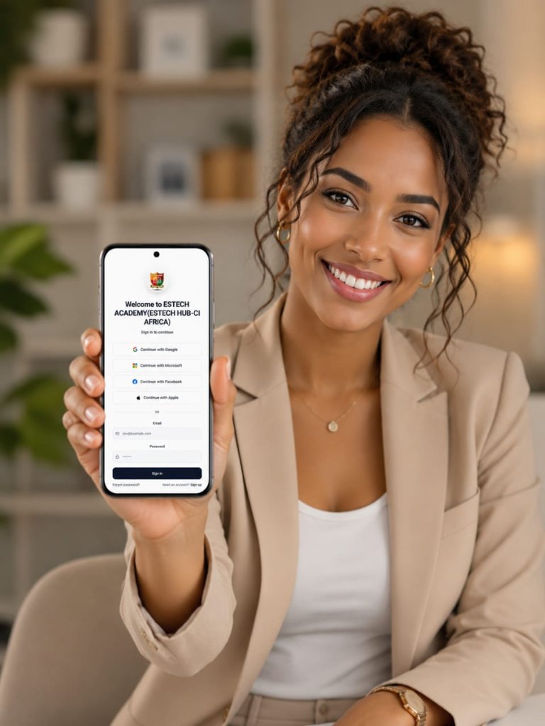 ESTECH Academy app on phone