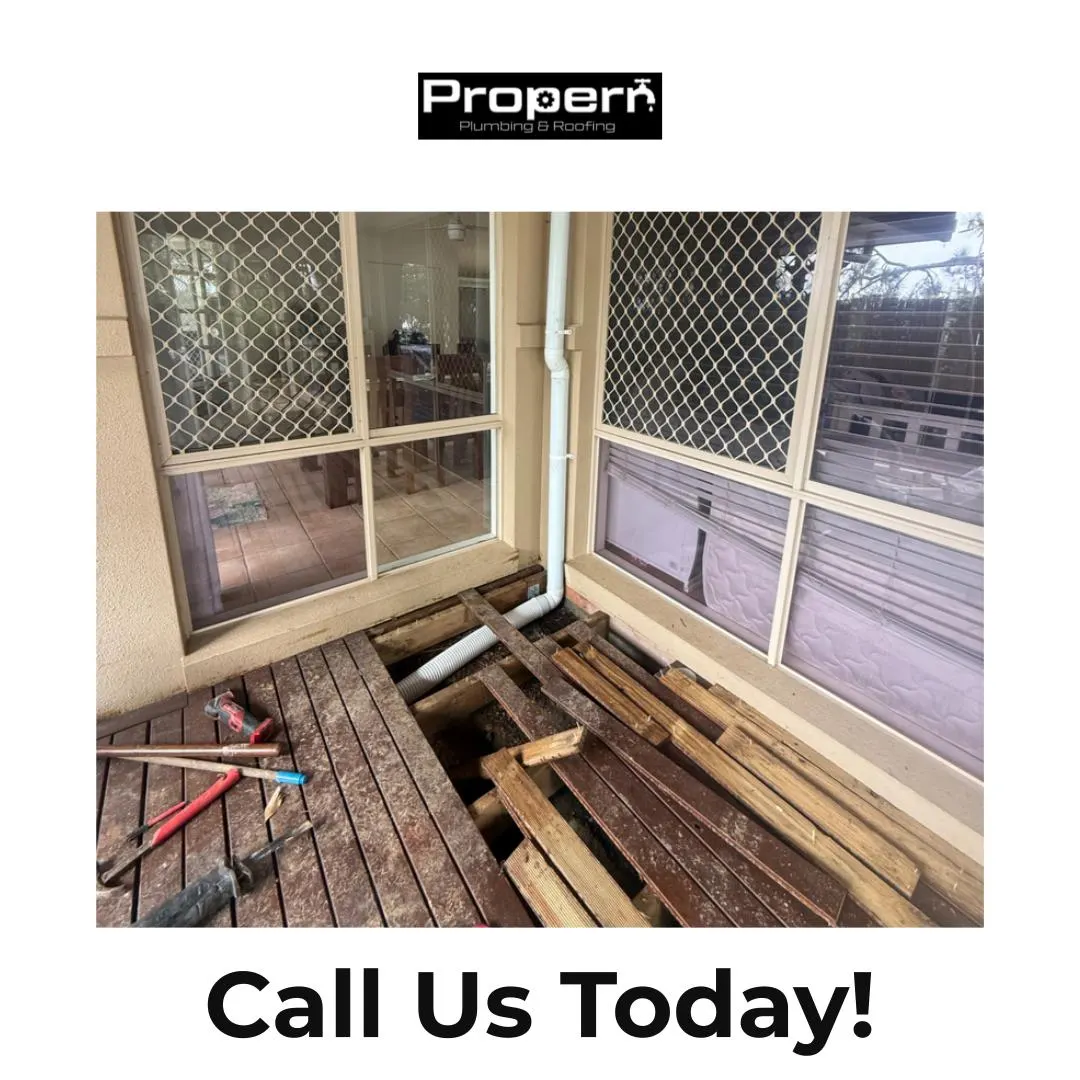 Decking lifted to repair a drainage problem at a Coomera home