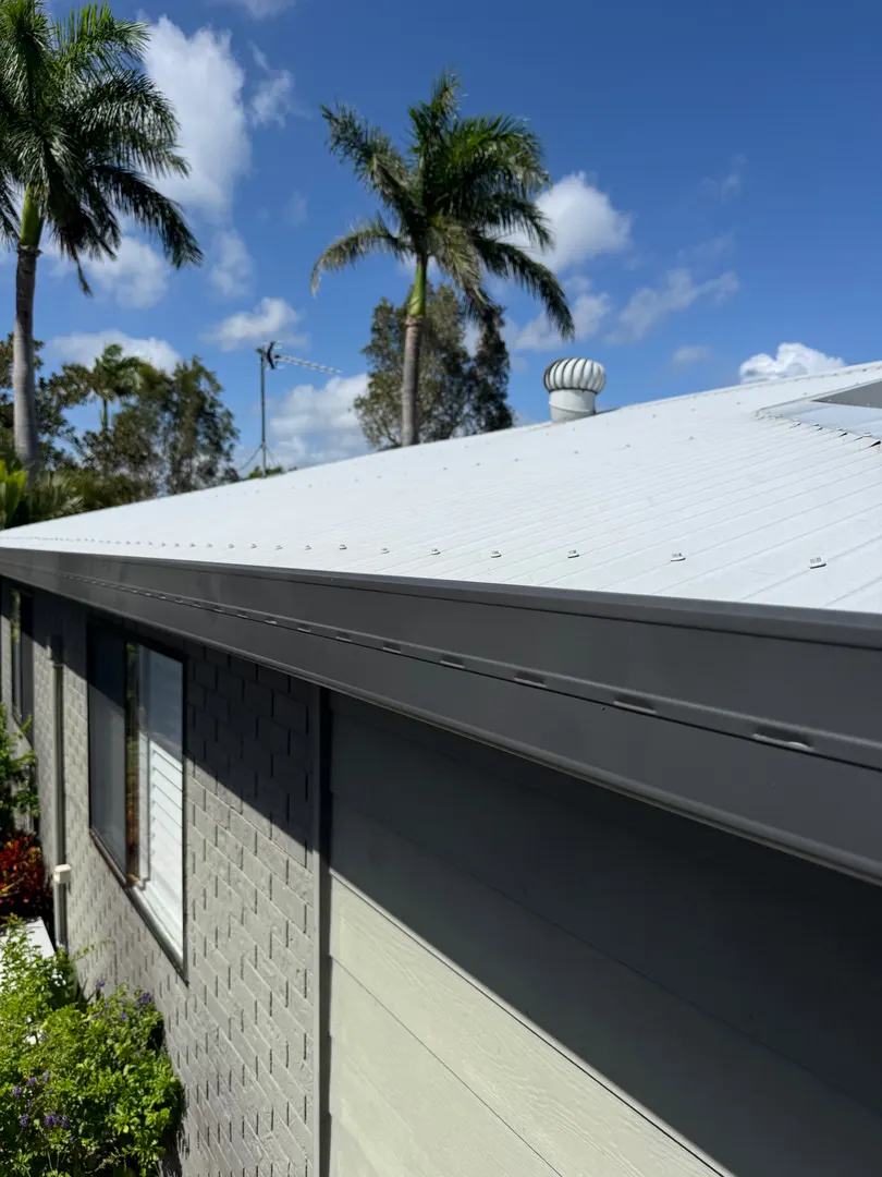 Colorbond metal roof and new gutters on a Gold Coast home