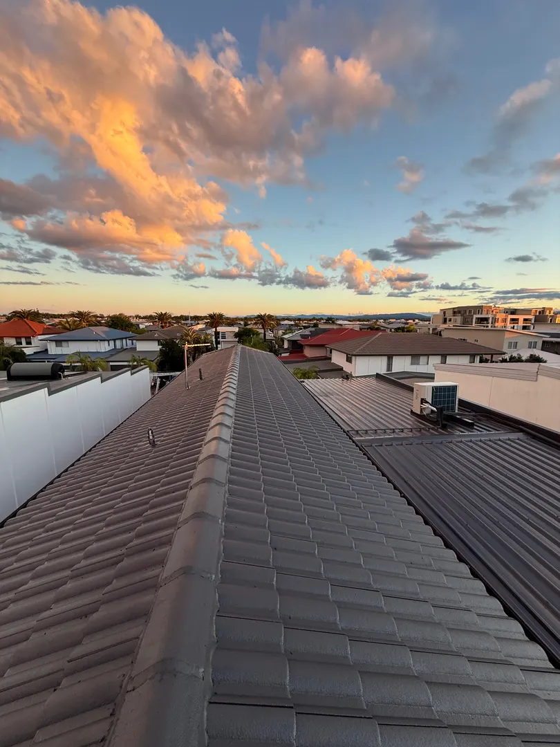 Restored tile roof at sunset on the Gold Coast