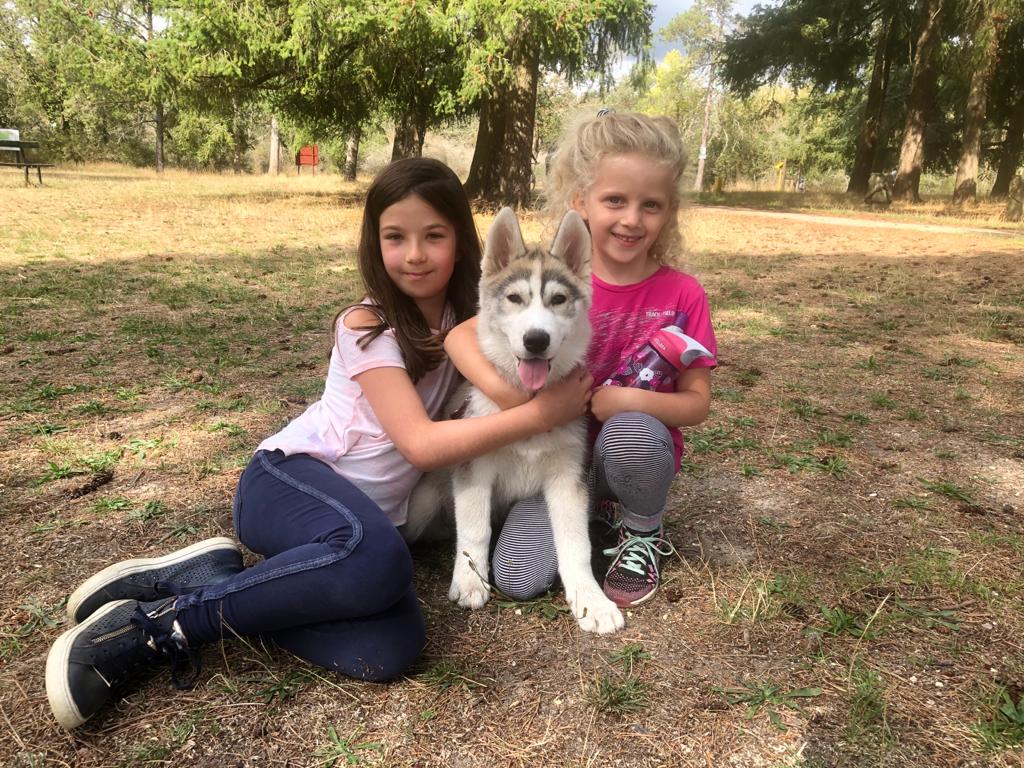 Shira and Rona with Skadi as a puppy